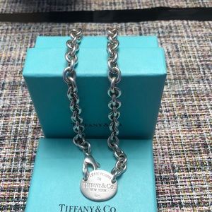 Authentic Tiffany Oval Tag Necklace